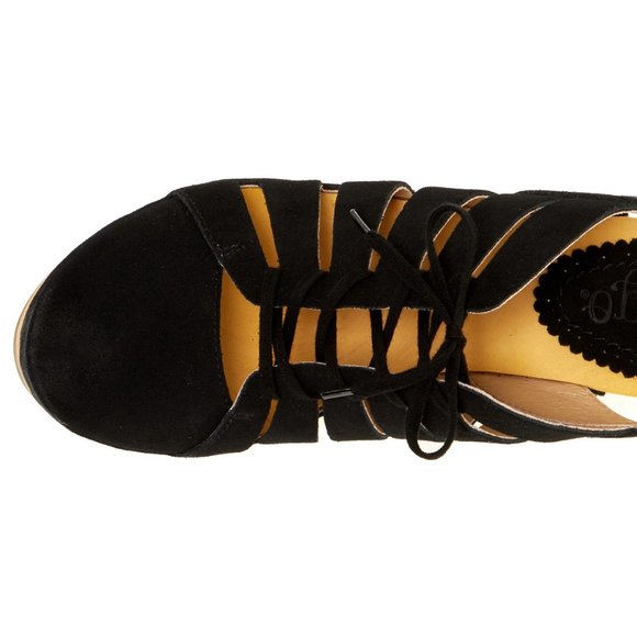 SOLD HP๐ Latigo CALI Platform Lace Up Clog Caged Sandal Black Suede Leather NIB - Picture 5 of 5